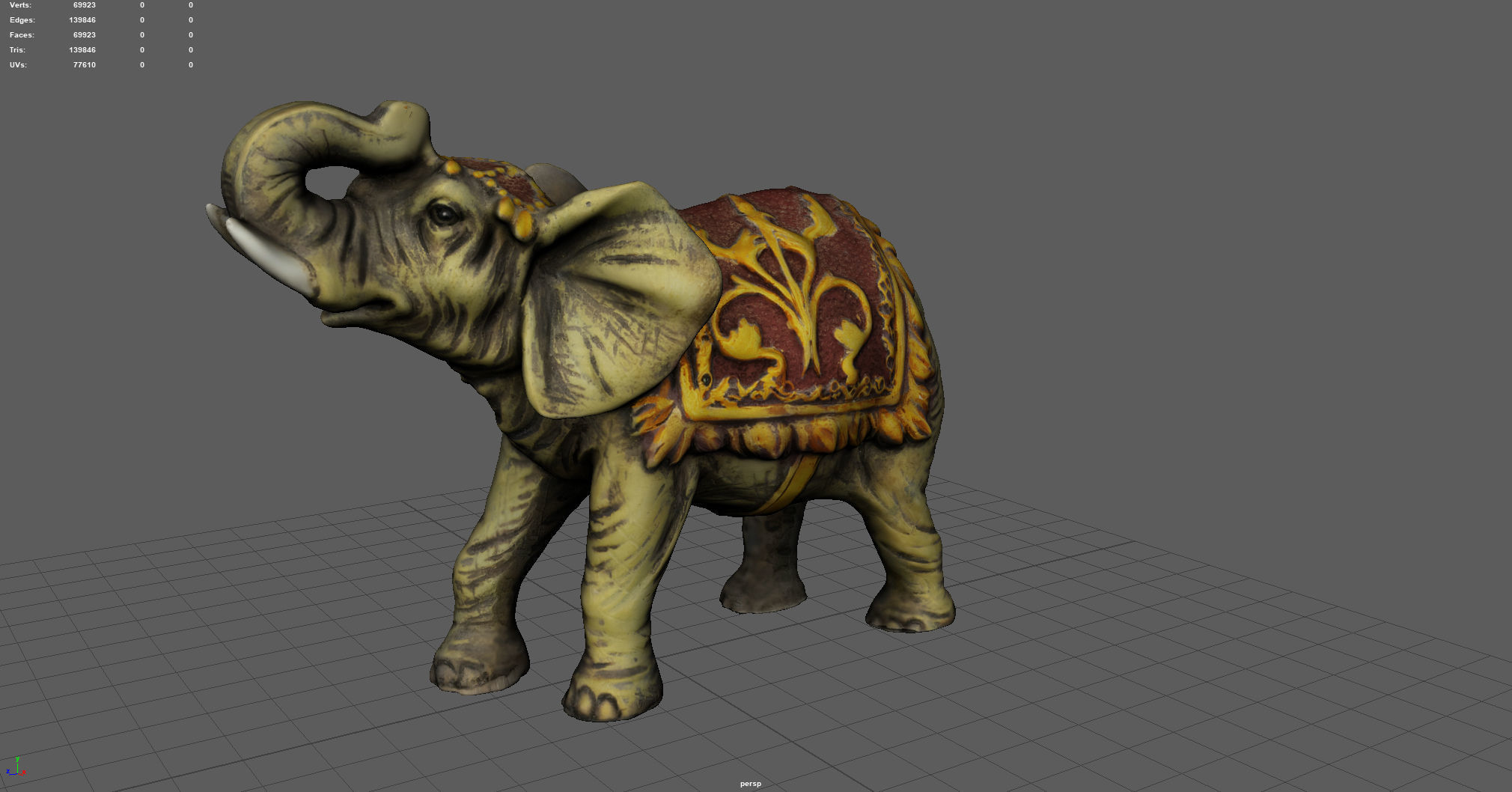 ELEPHANT with gold pattern Low-poly 3D model_3