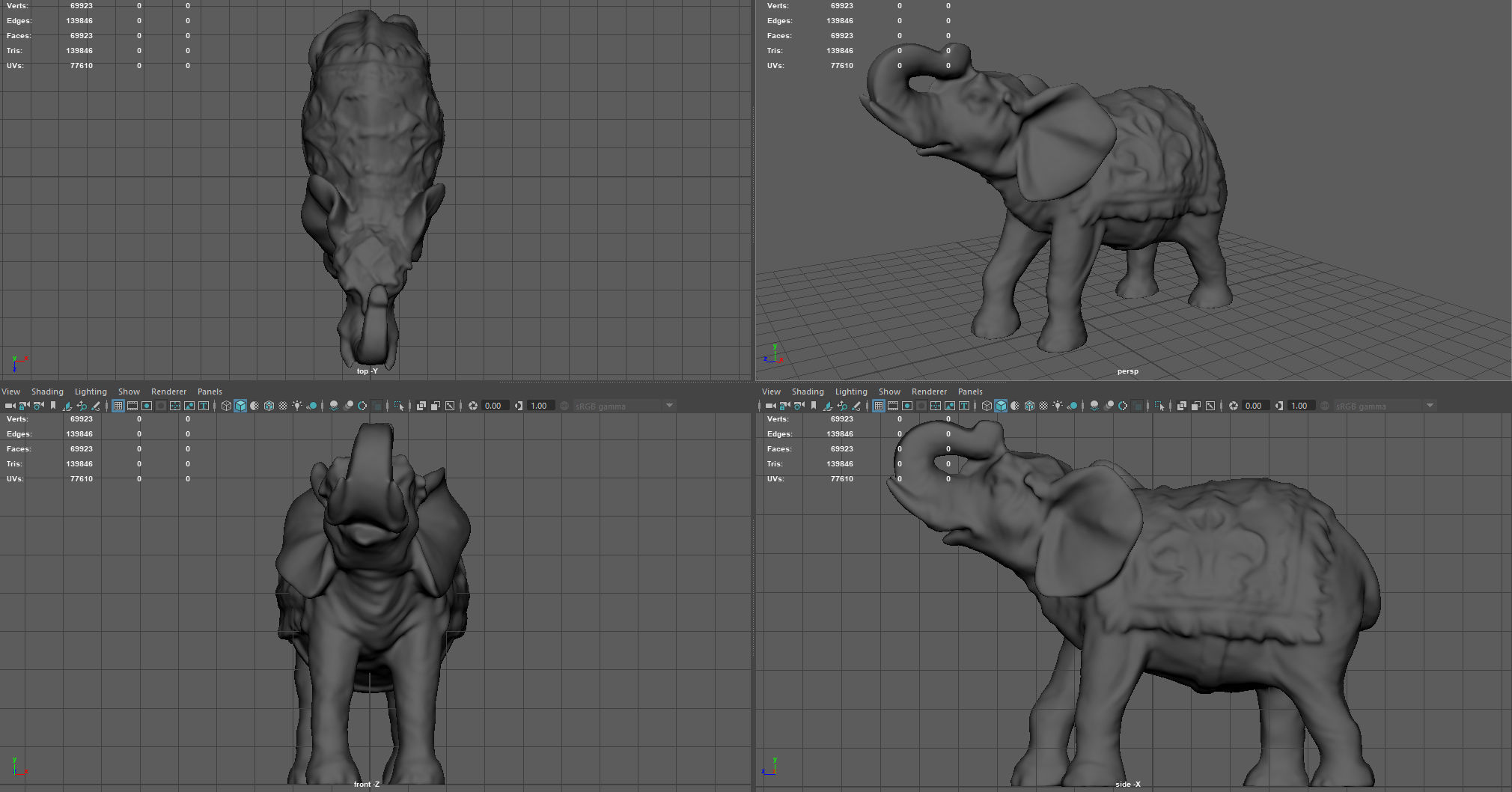 ELEPHANT with gold pattern Low-poly 3D model_7