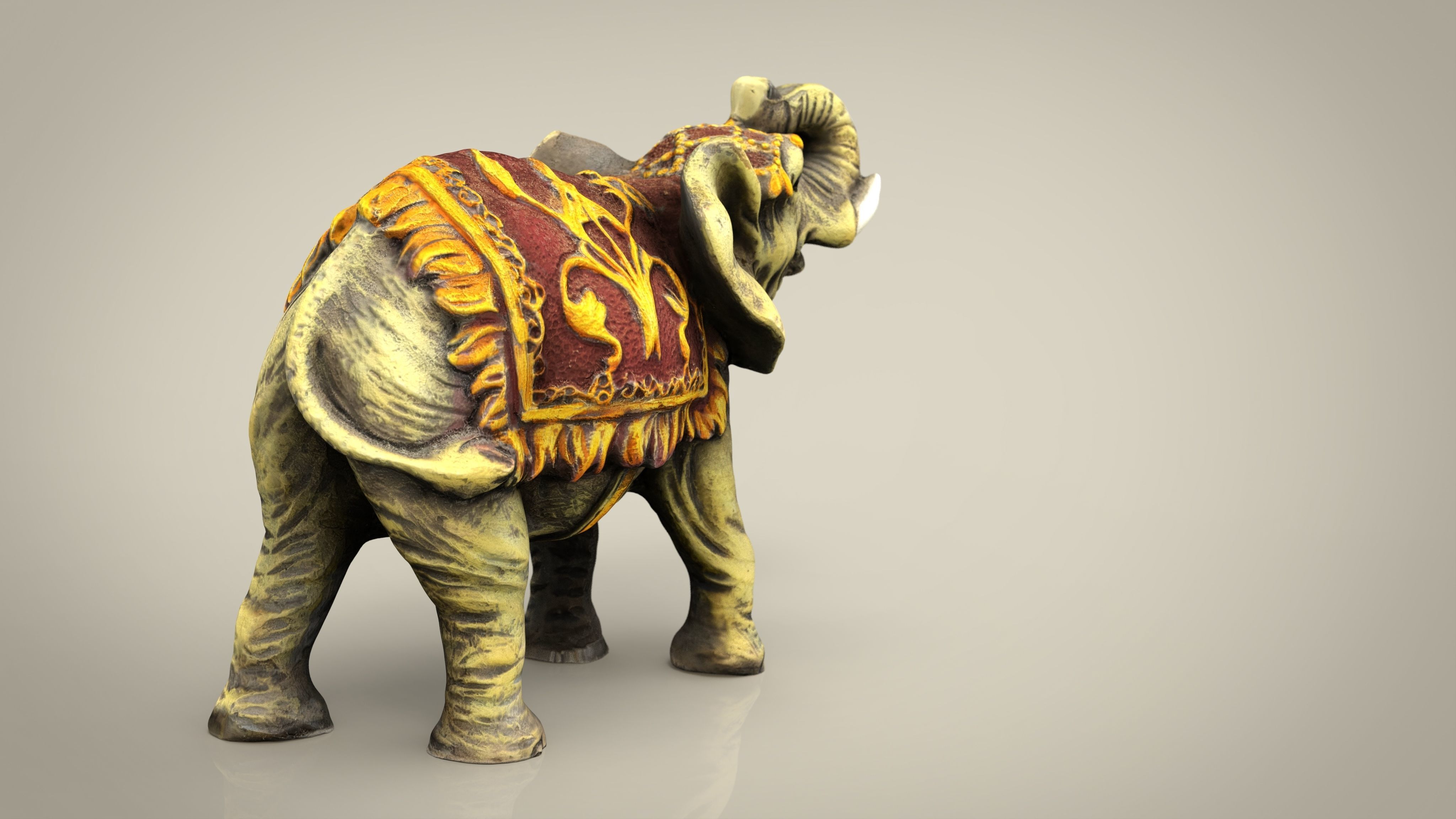 ELEPHANT with gold pattern Low-poly 3D model_2