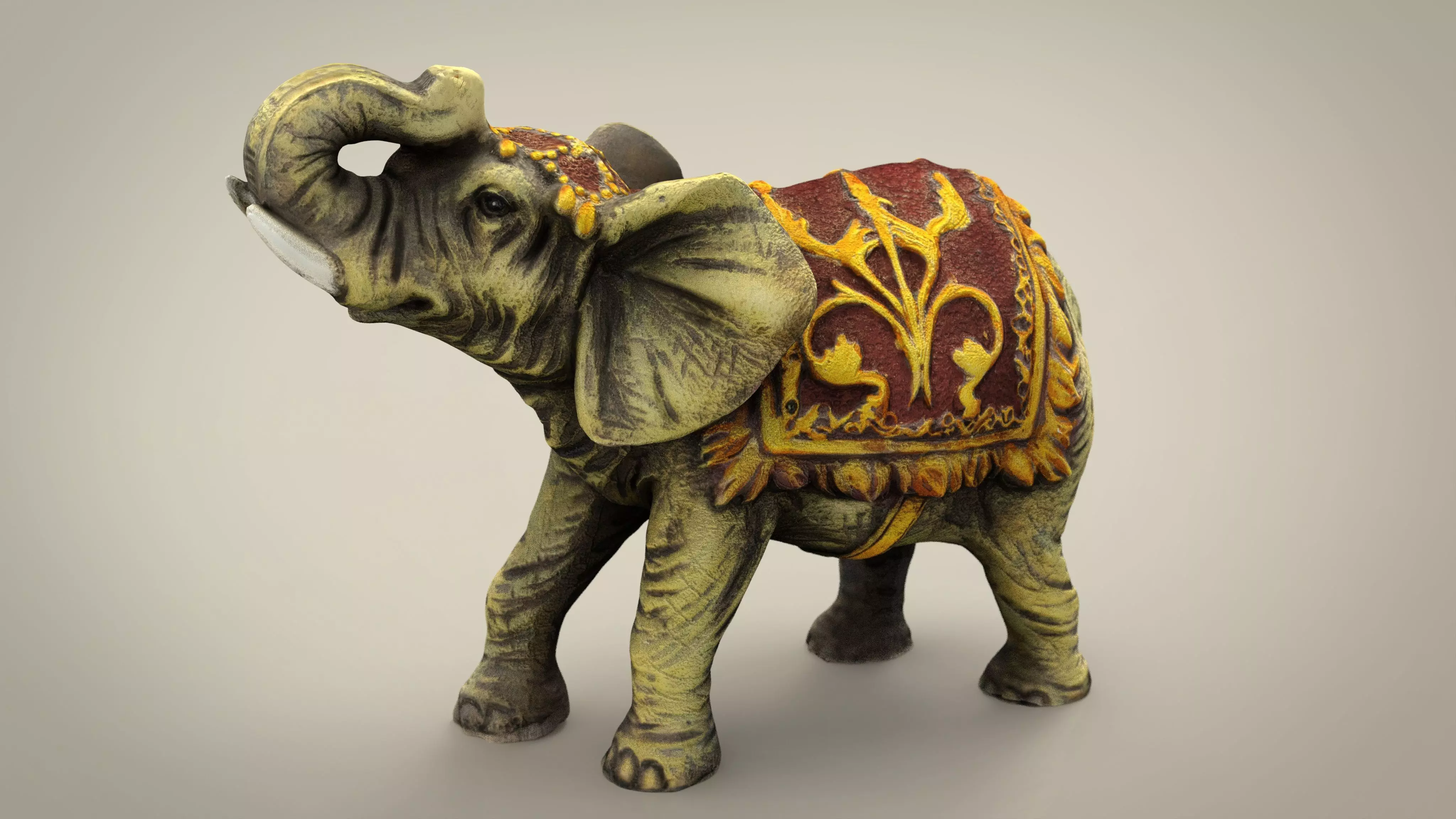ELEPHANT with gold pattern Low-poly 3D model_0
