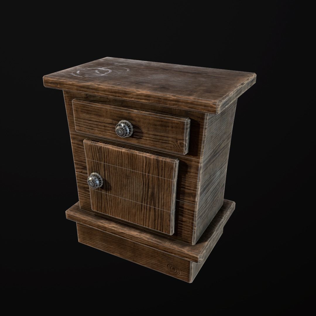 Stylized Bedside table Low-poly 3D model_3