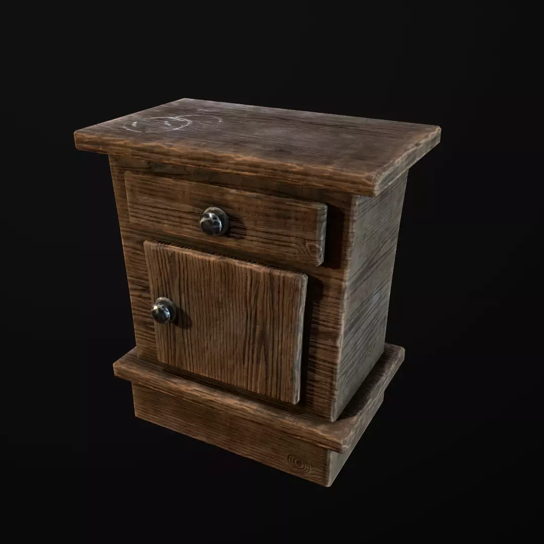 Stylized Bedside table Low-poly 3D model_0