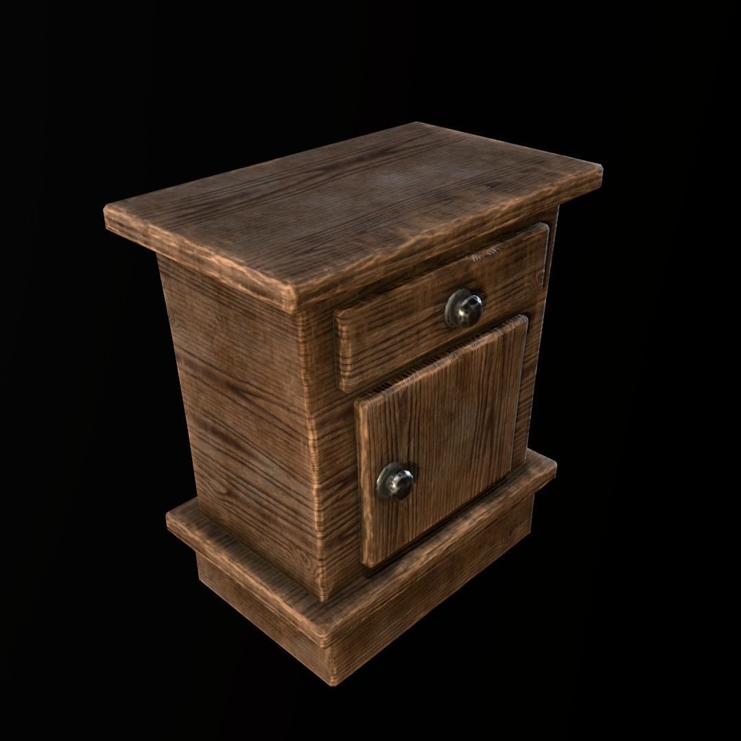 Stylized Bedside table Low-poly 3D model_2