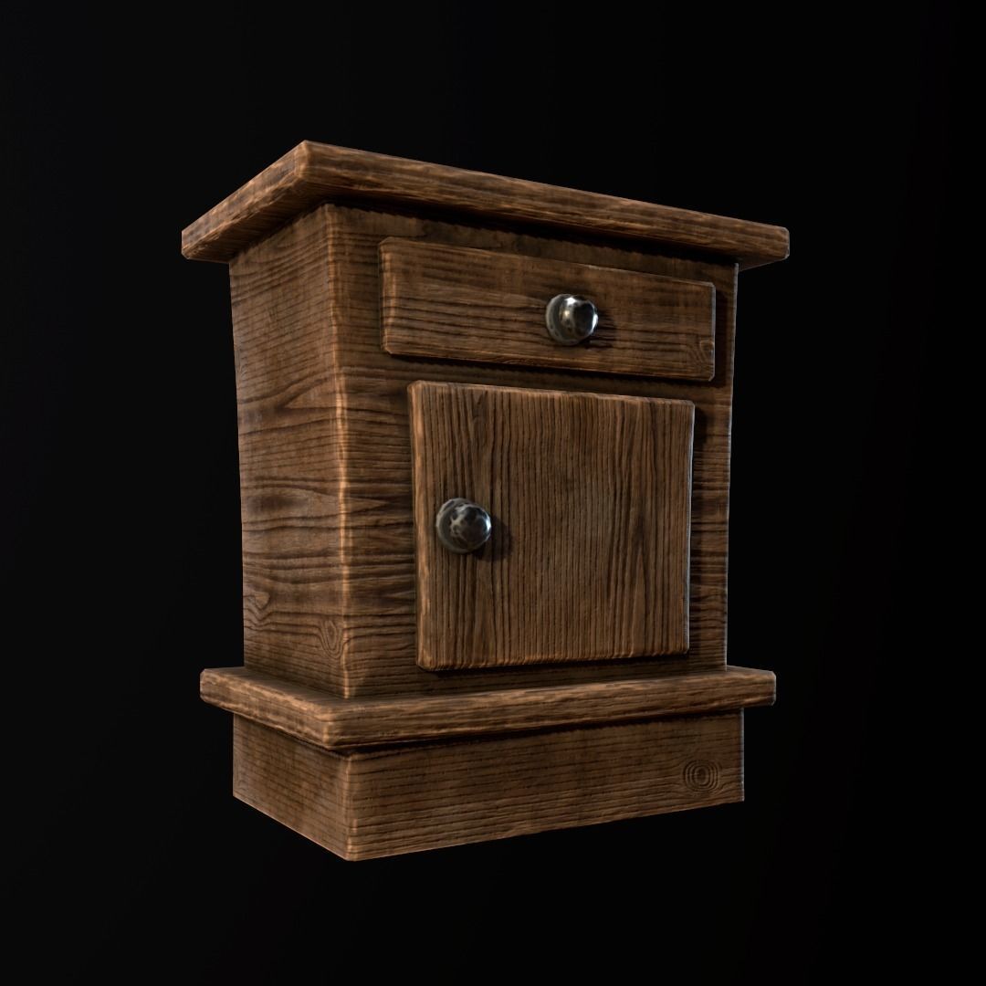 Stylized Bedside table Low-poly 3D model_1
