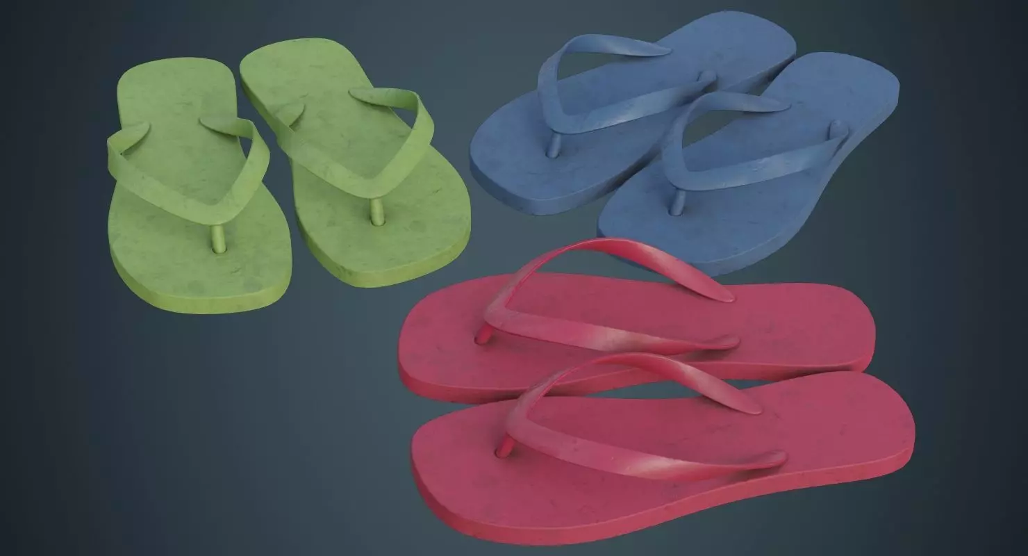 Flip Flops 1B Low-poly 3D model_0