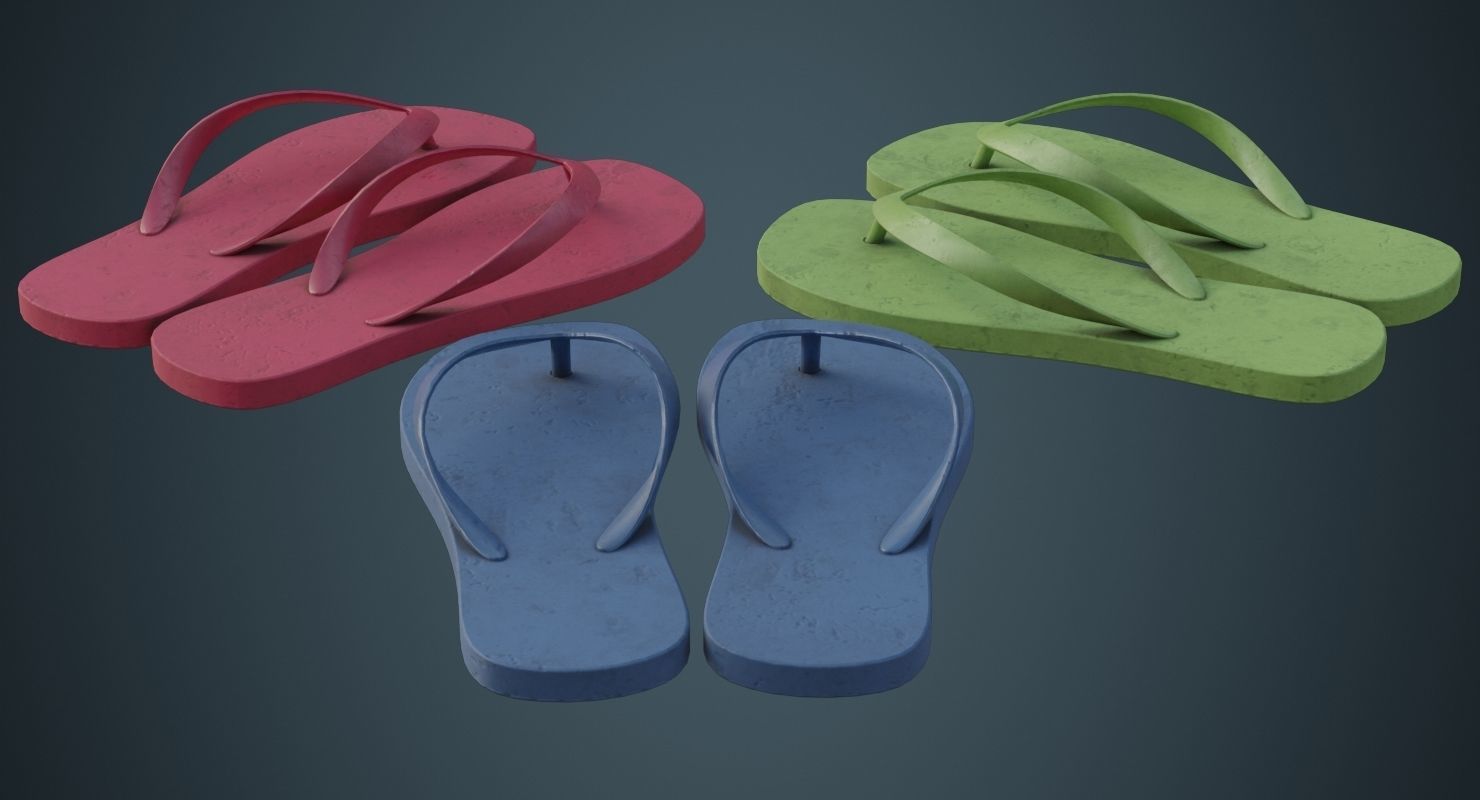 Flip Flops 1B Low-poly 3D model_1