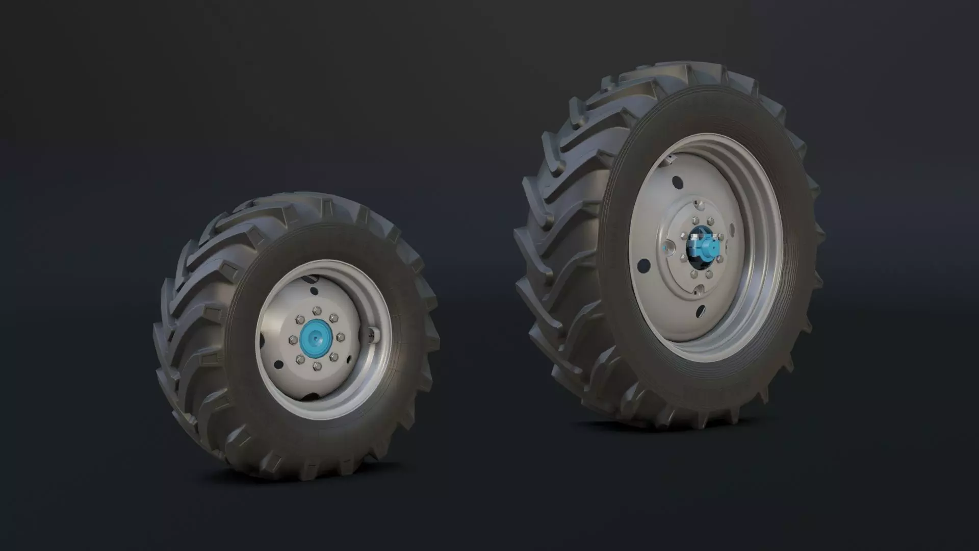 Set of wheels for MTZ tractor Assembly Free low-poly 3D model