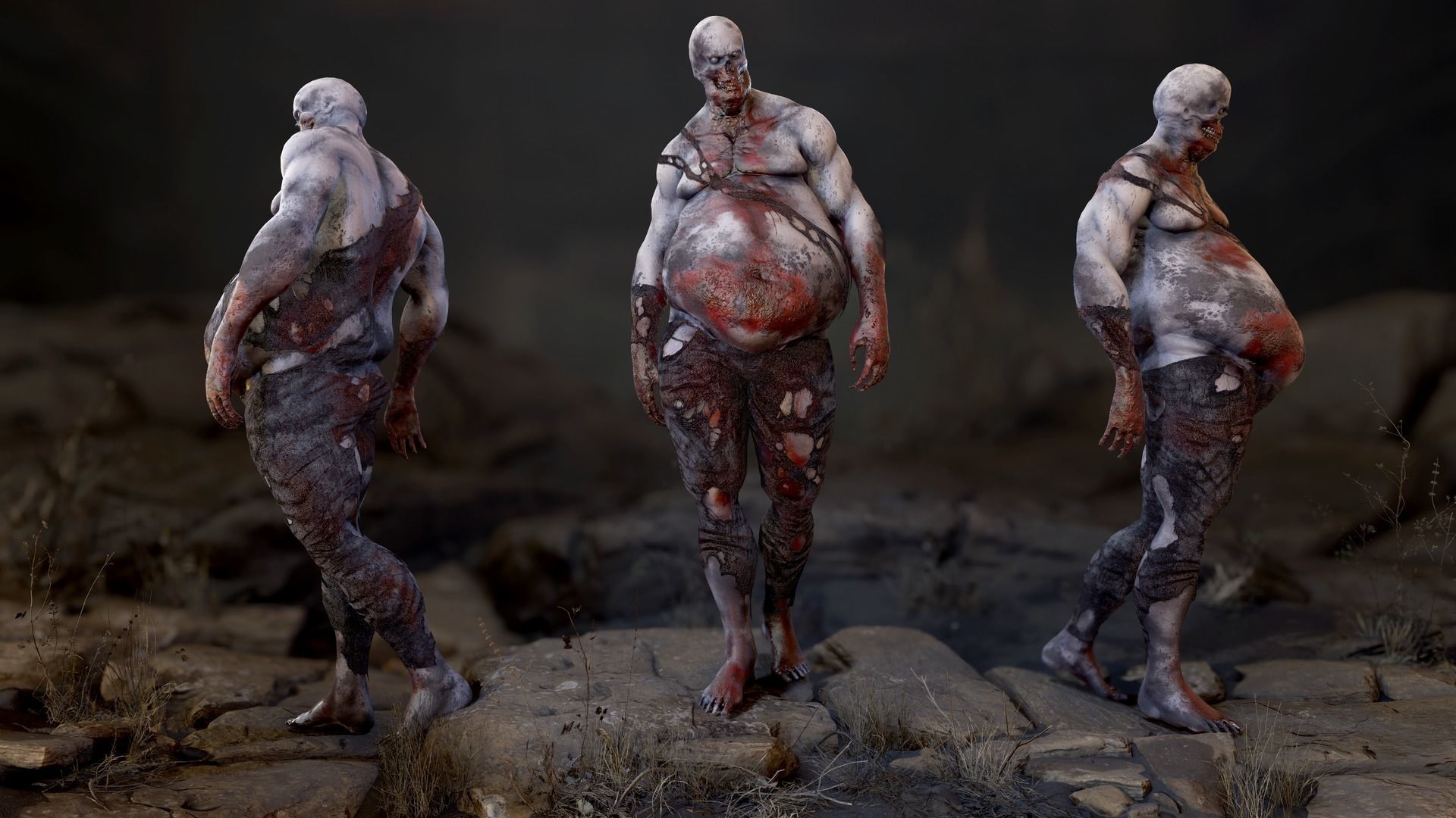 Fat Zombie Low-poly 3D model_6