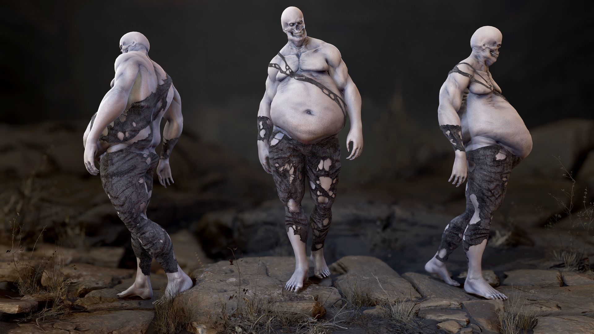Fat Zombie Low-poly 3D model_3