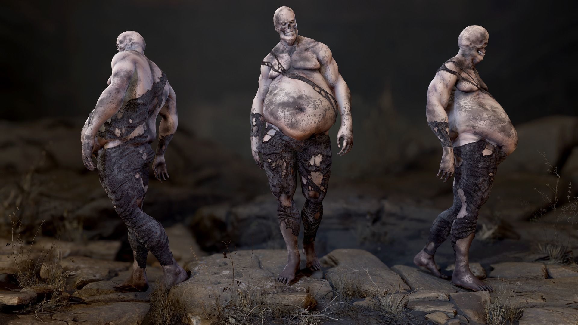 Fat Zombie Low-poly 3D model_8