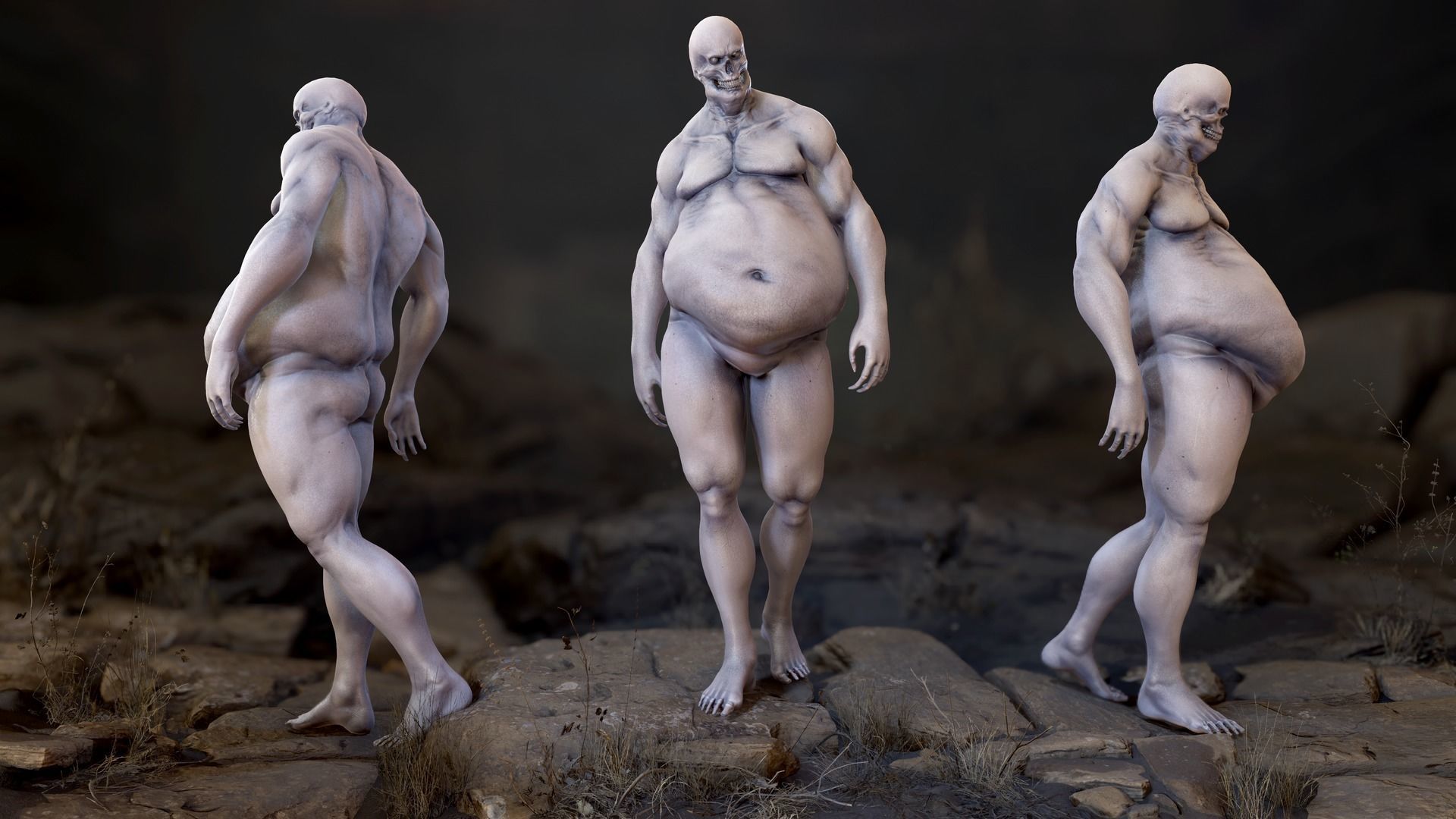 Fat Zombie Low-poly 3D model_13