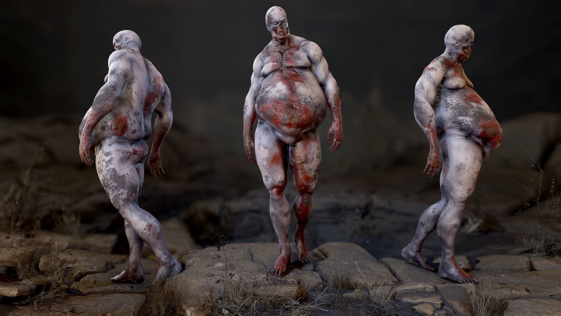 Fat Zombie Low-poly 3D model_16