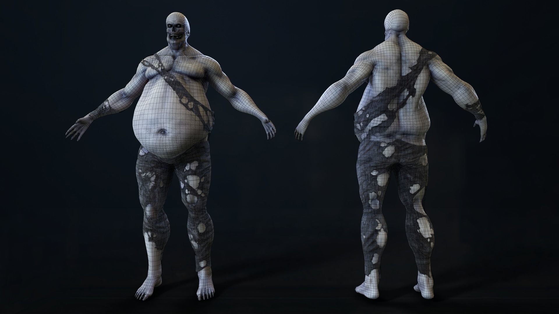 Fat Zombie Low-poly 3D model_36