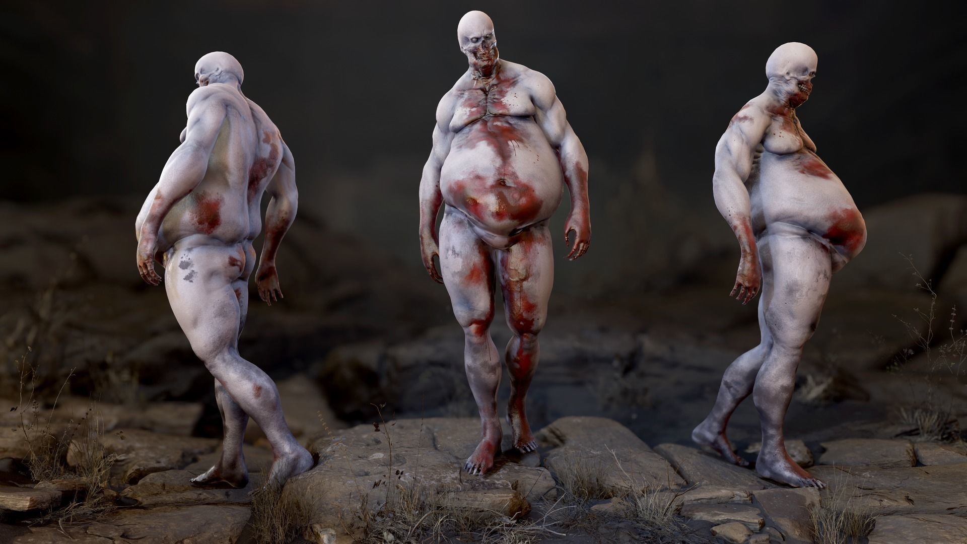 Fat Zombie Low-poly 3D model_14