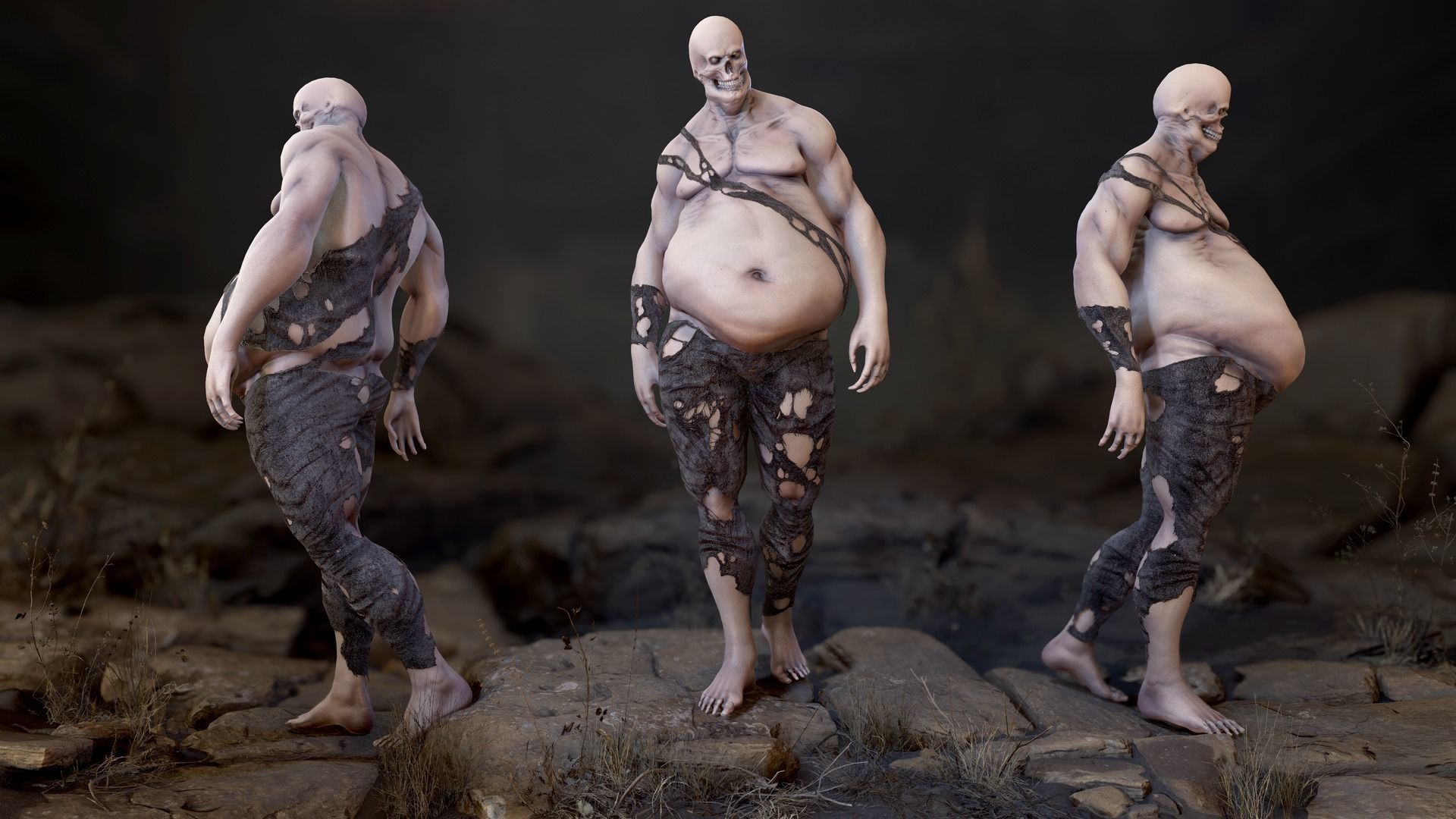 Fat Zombie Low-poly 3D model_7