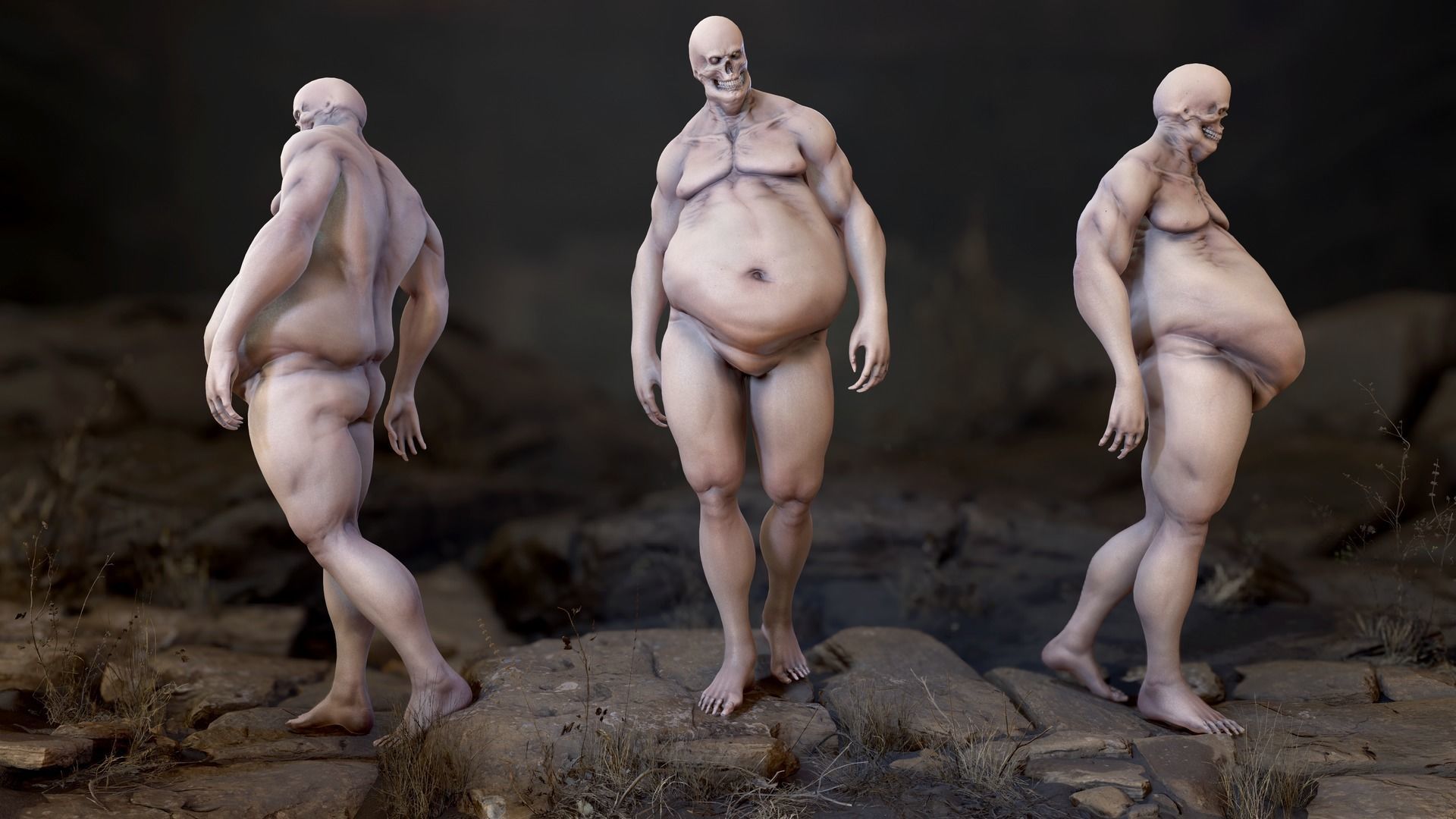 Fat Zombie Low-poly 3D model_17