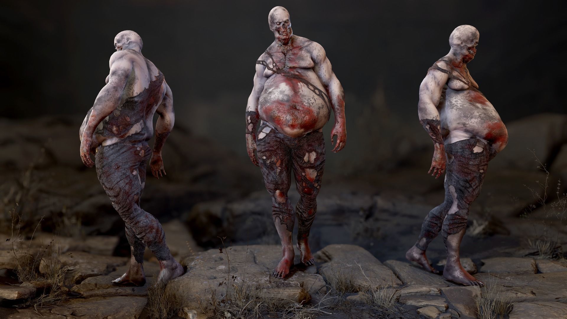 Fat Zombie Low-poly 3D model_10