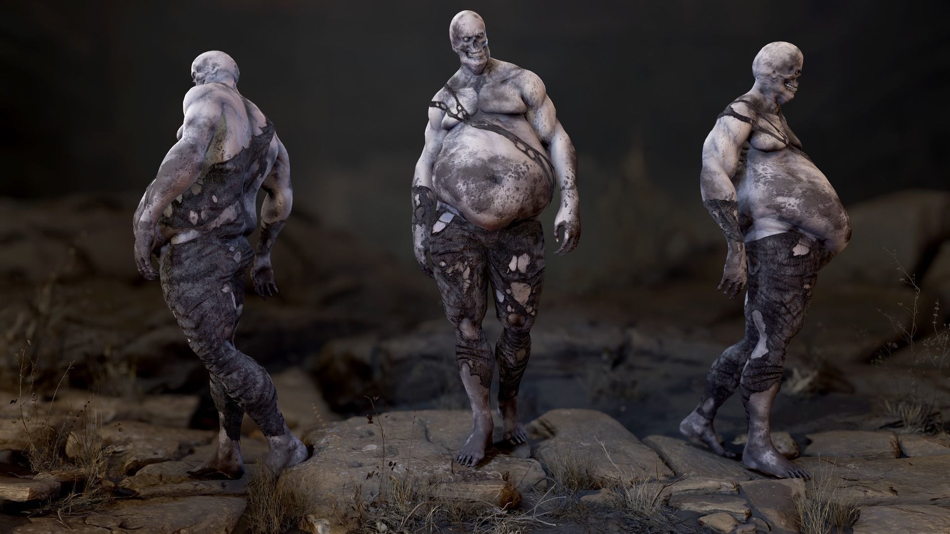 Fat Zombie Low-poly 3D model_5