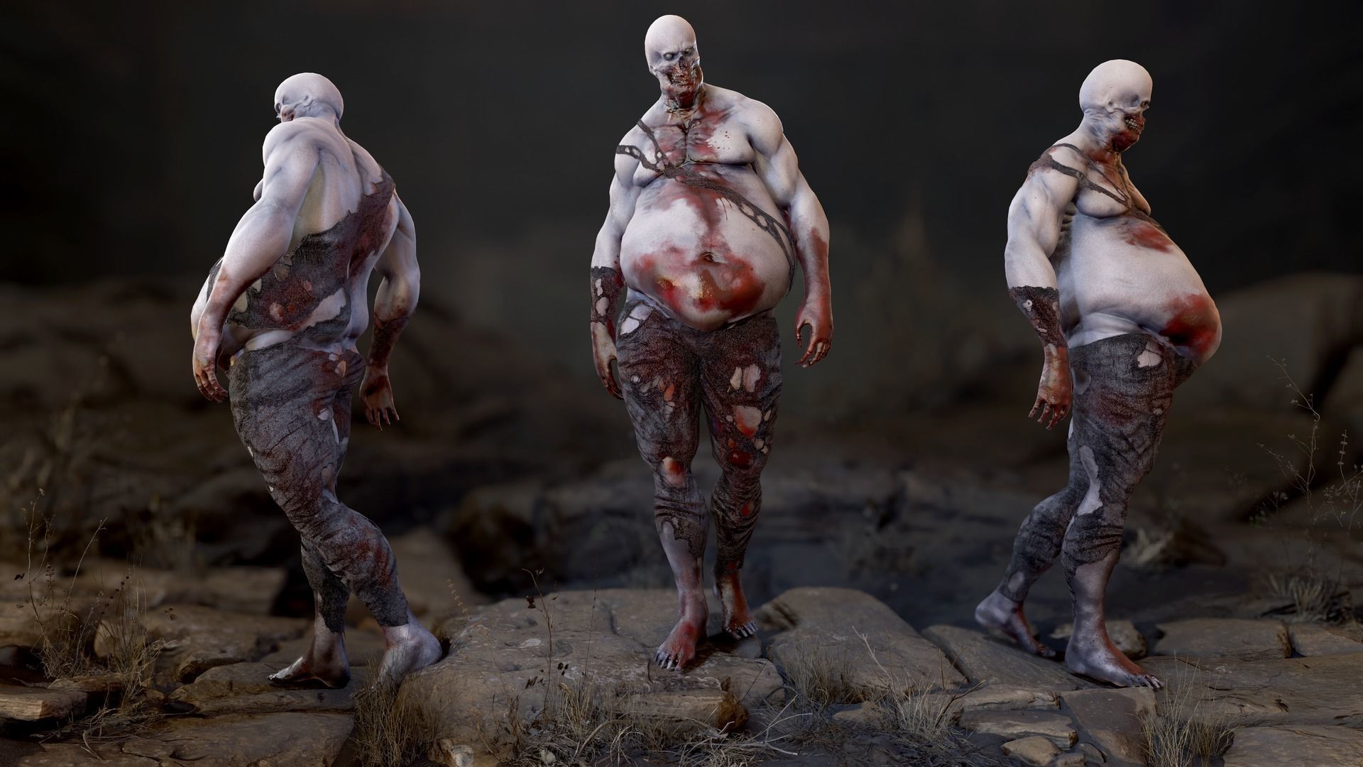 Fat Zombie Low-poly 3D model_4