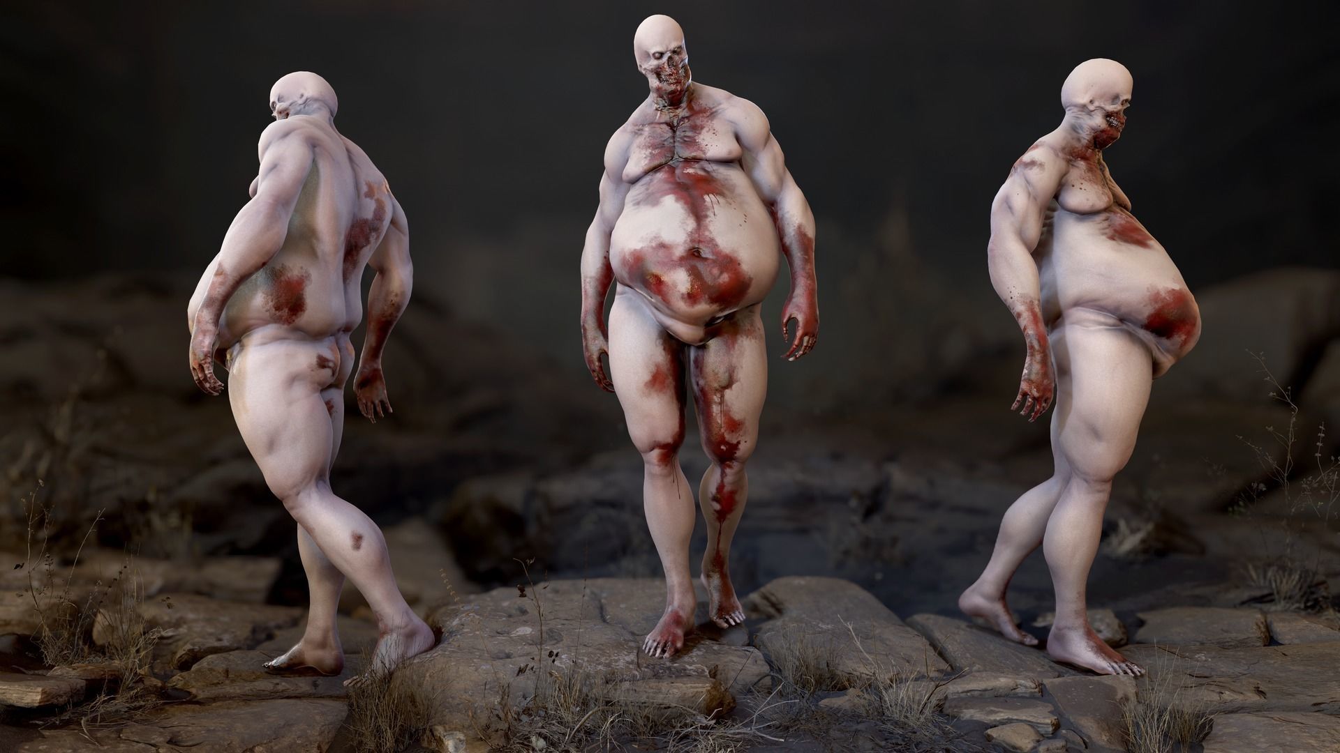 Fat Zombie Low-poly 3D model_19
