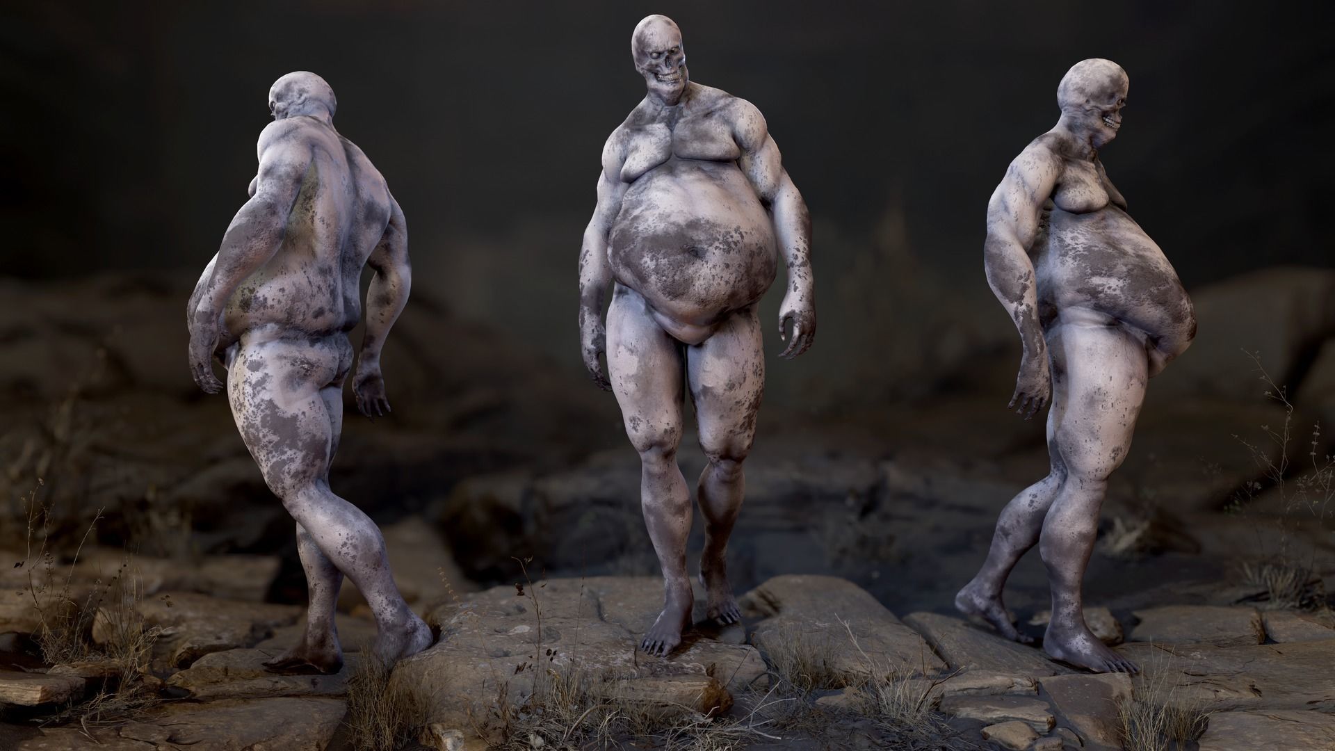 Fat Zombie Low-poly 3D model_15