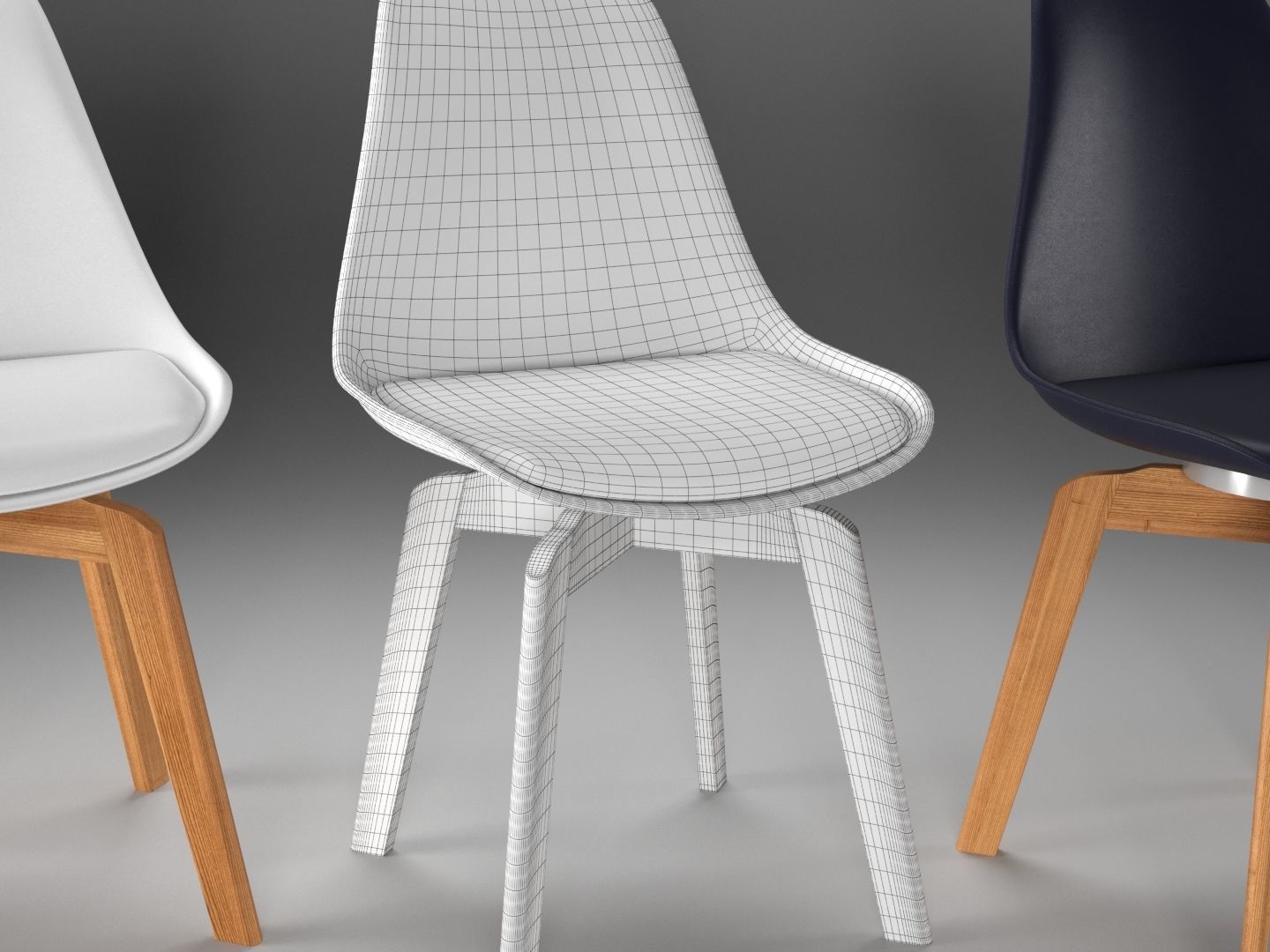 Modern Table Chair Lamp Set  3D model_5