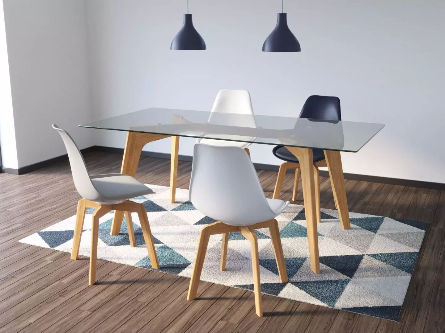 Modern Table Chair Lamp Set  3D model_0