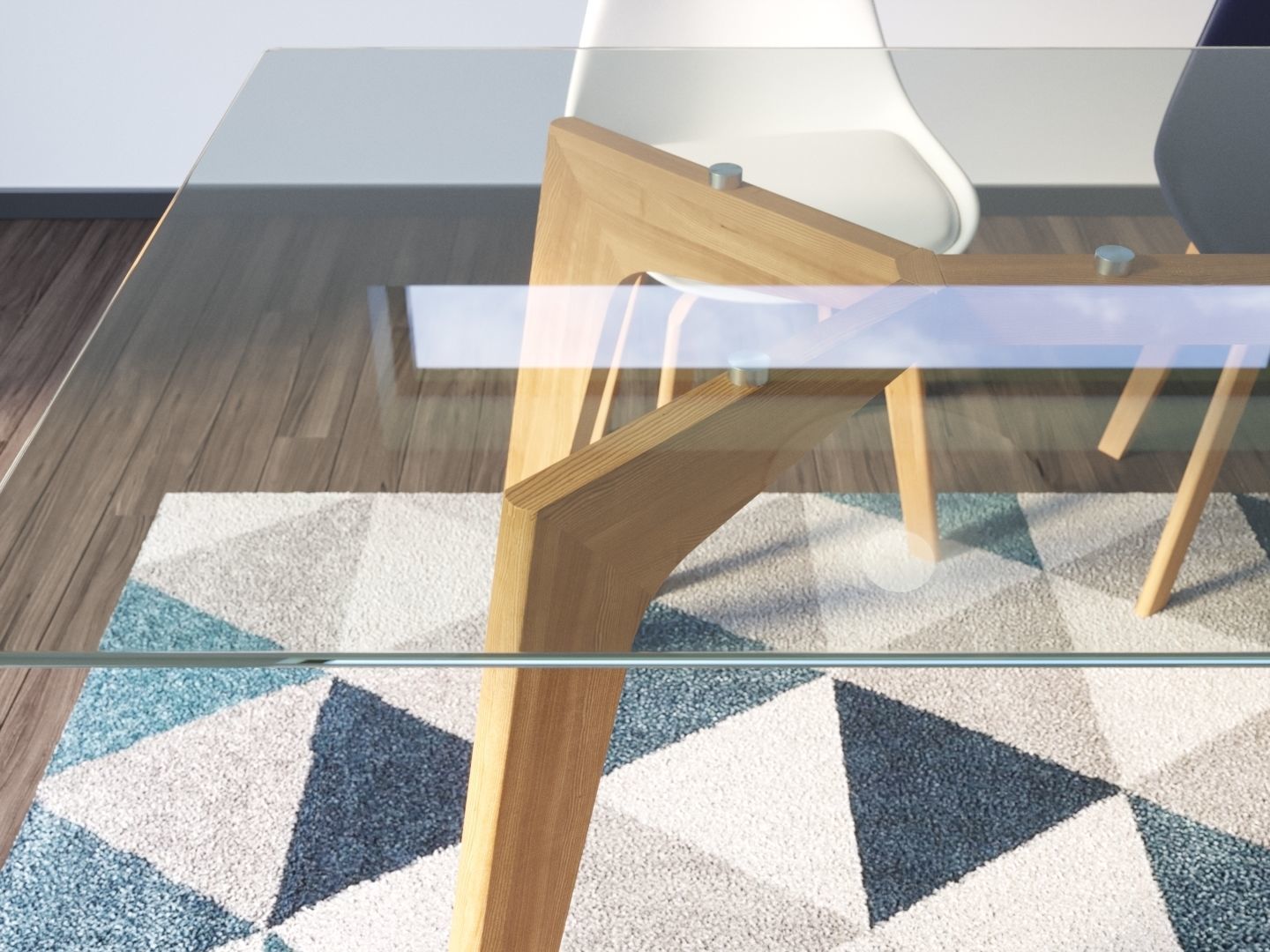 Modern Table Chair Lamp Set  3D model_1