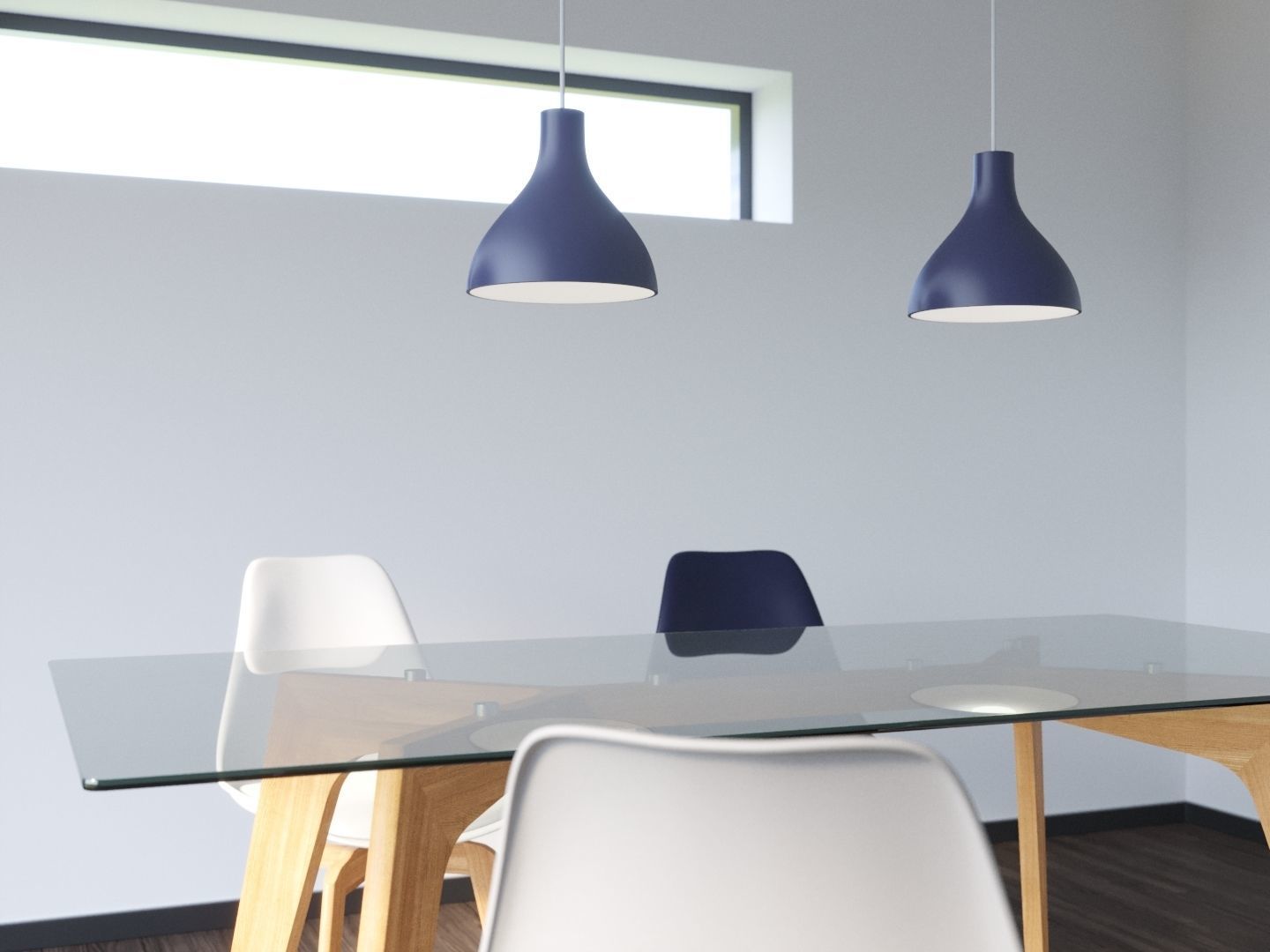 Modern Table Chair Lamp Set  3D model_2