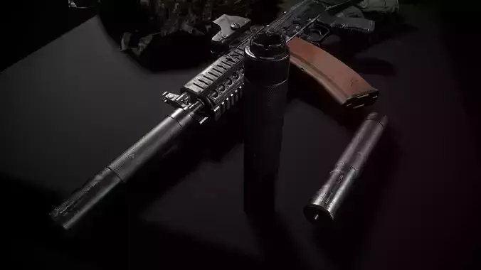 Silencer AK74 Low-poly 3D model