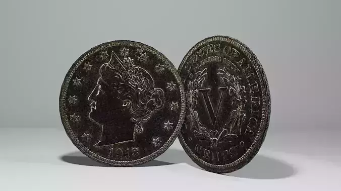 Coin 5 Cent Low-poly Low-poly 3D model