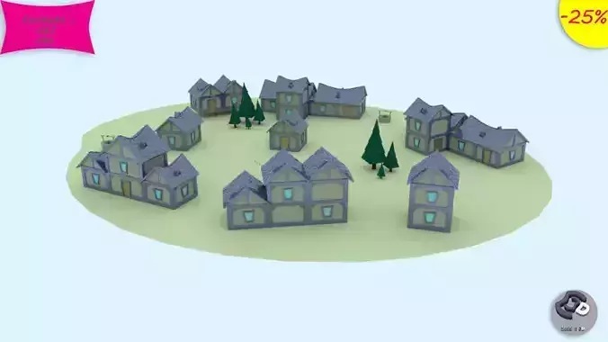 VillageHouses village with houses and trees