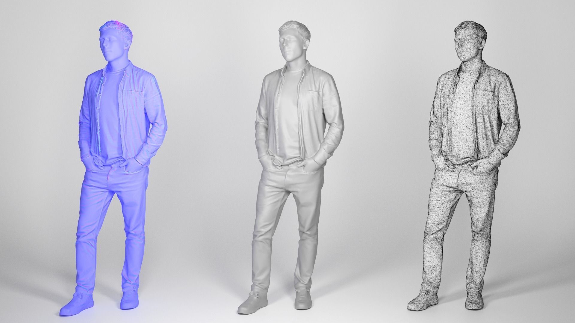 Stylish man in a plaid shirt 23 Low-poly 3D model_7