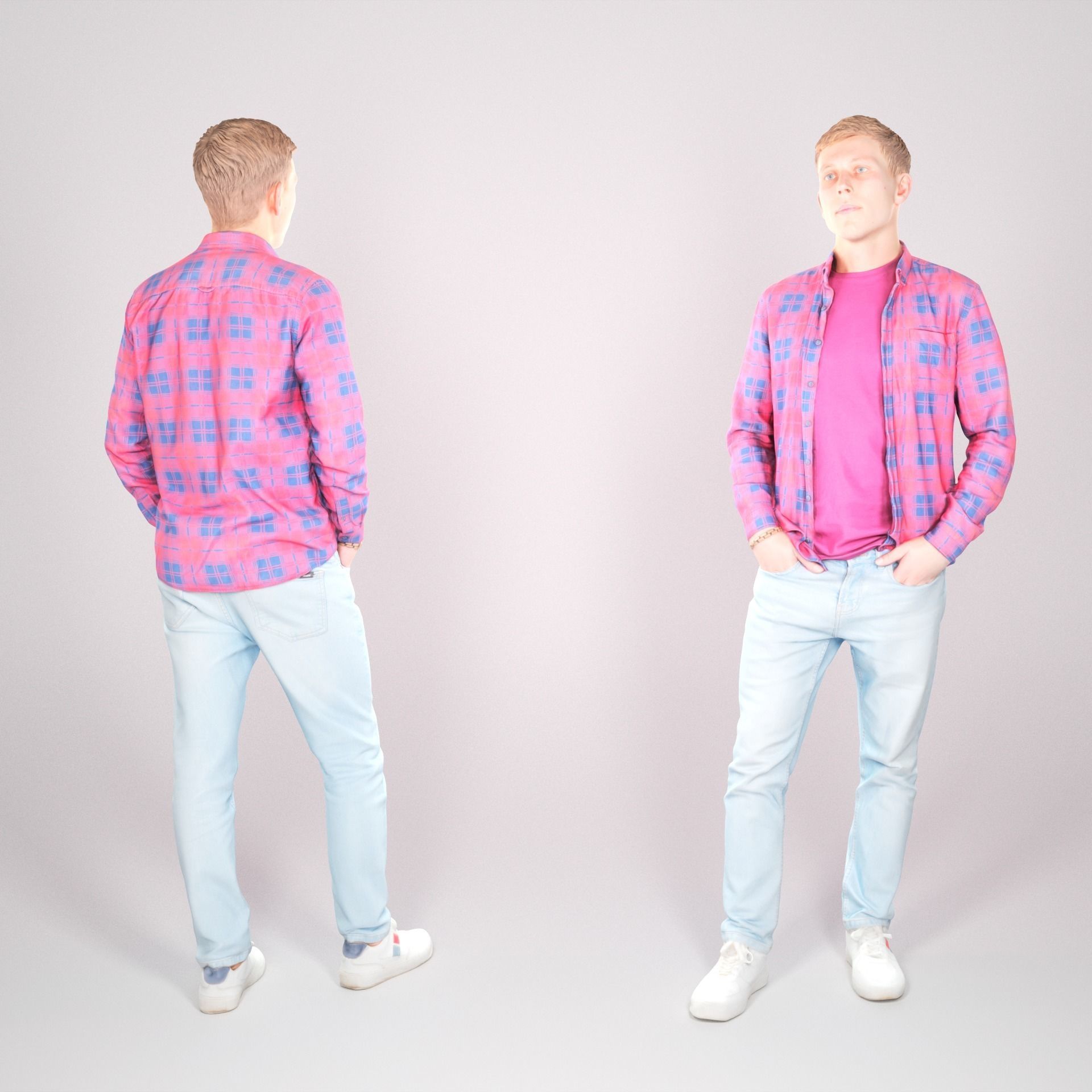 Stylish man in a plaid shirt 23 Low-poly 3D model_2