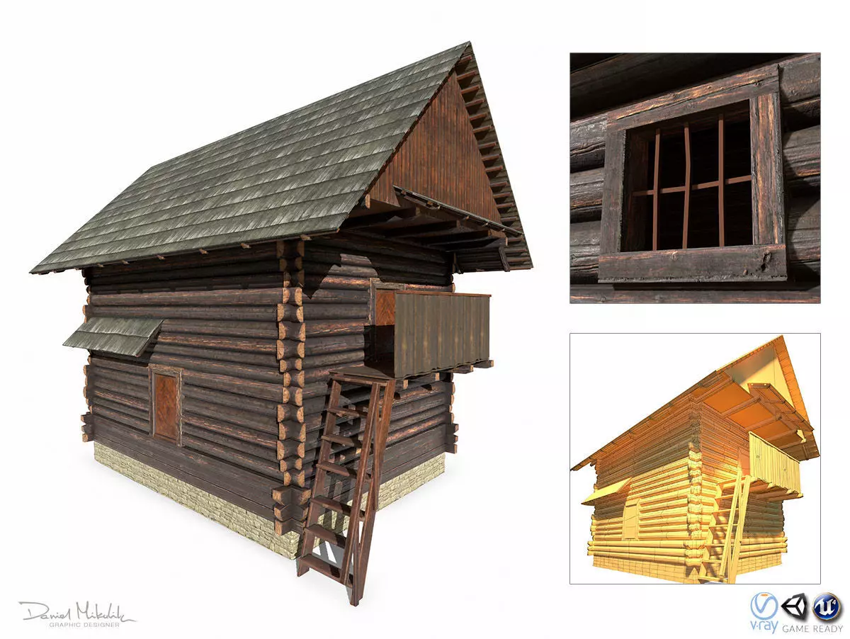 Warehouse Building - Slav Architecture Low-poly 3D model_0