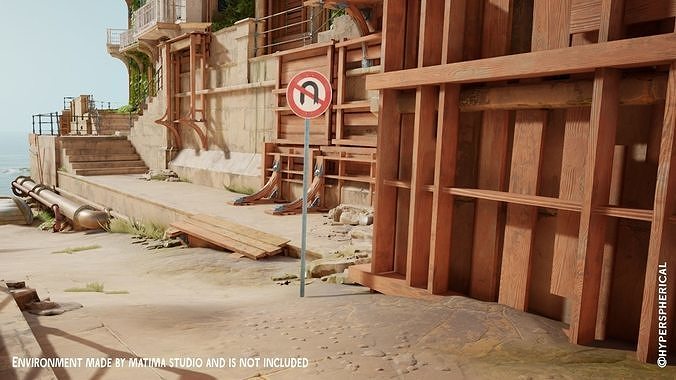 Lowpoly CITY TRAFFIC STREET SIGN No U Turn VR AR Games 3D PBR  Low-poly 3D model 3