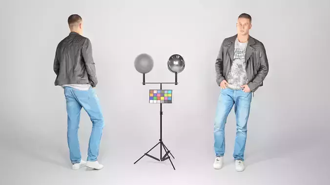 Stylish man in a leather jacket 26 Low-poly 3D model