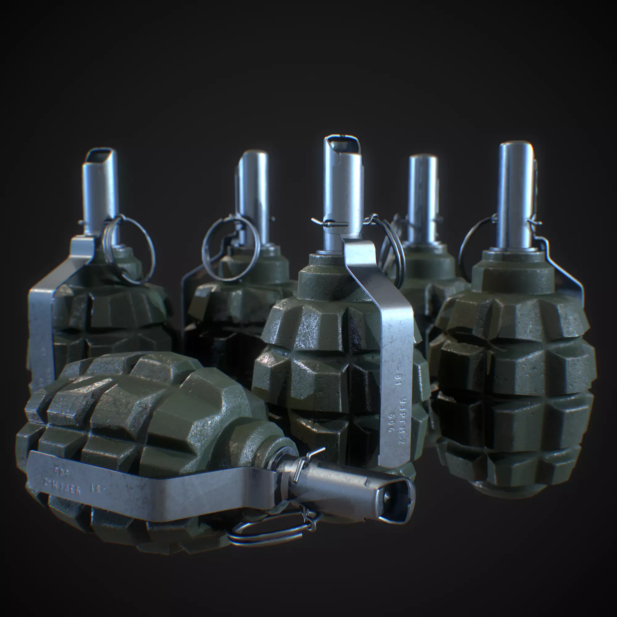 Soviet F1 grenade Low-poly 3D model_0