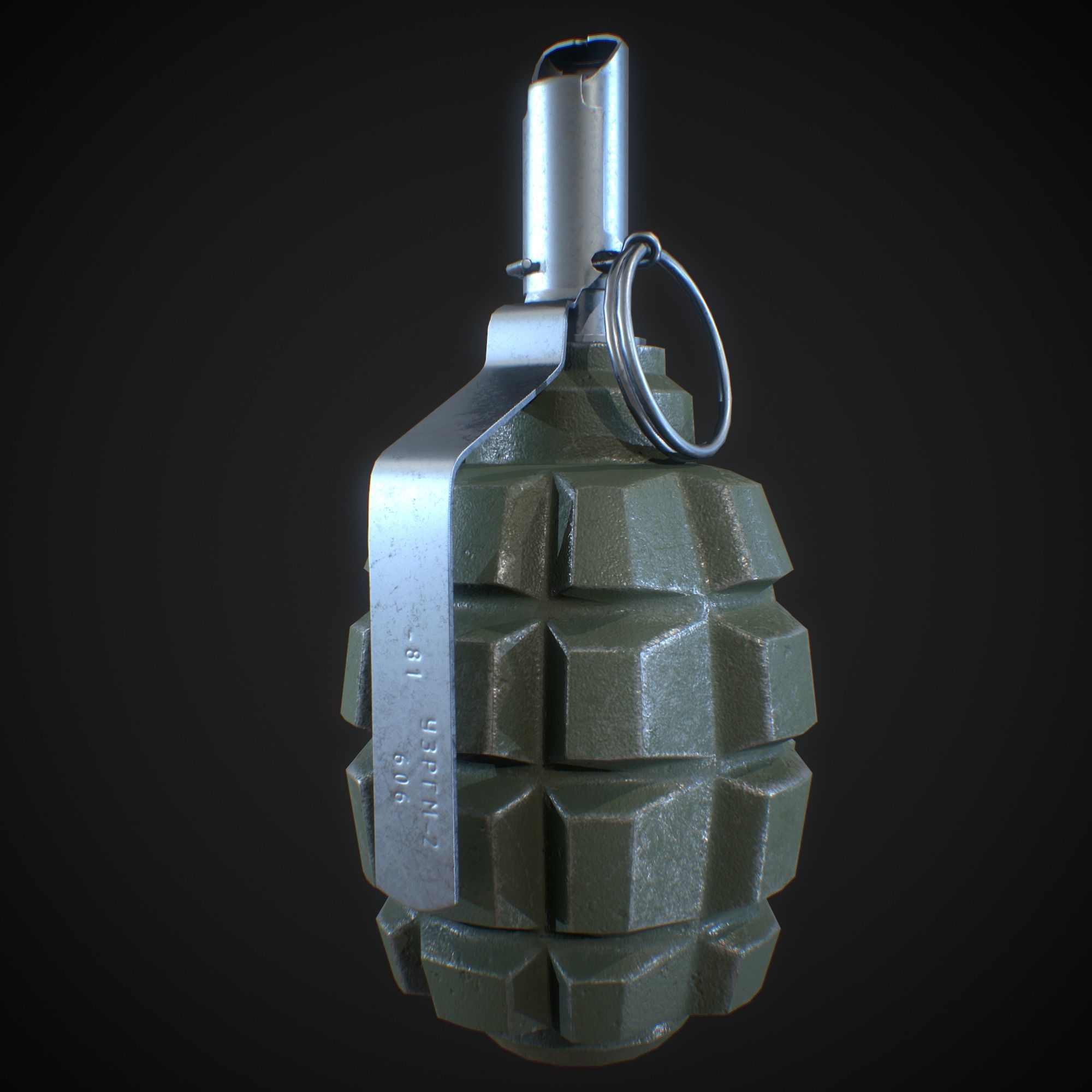 Soviet F1 grenade Low-poly 3D model_3