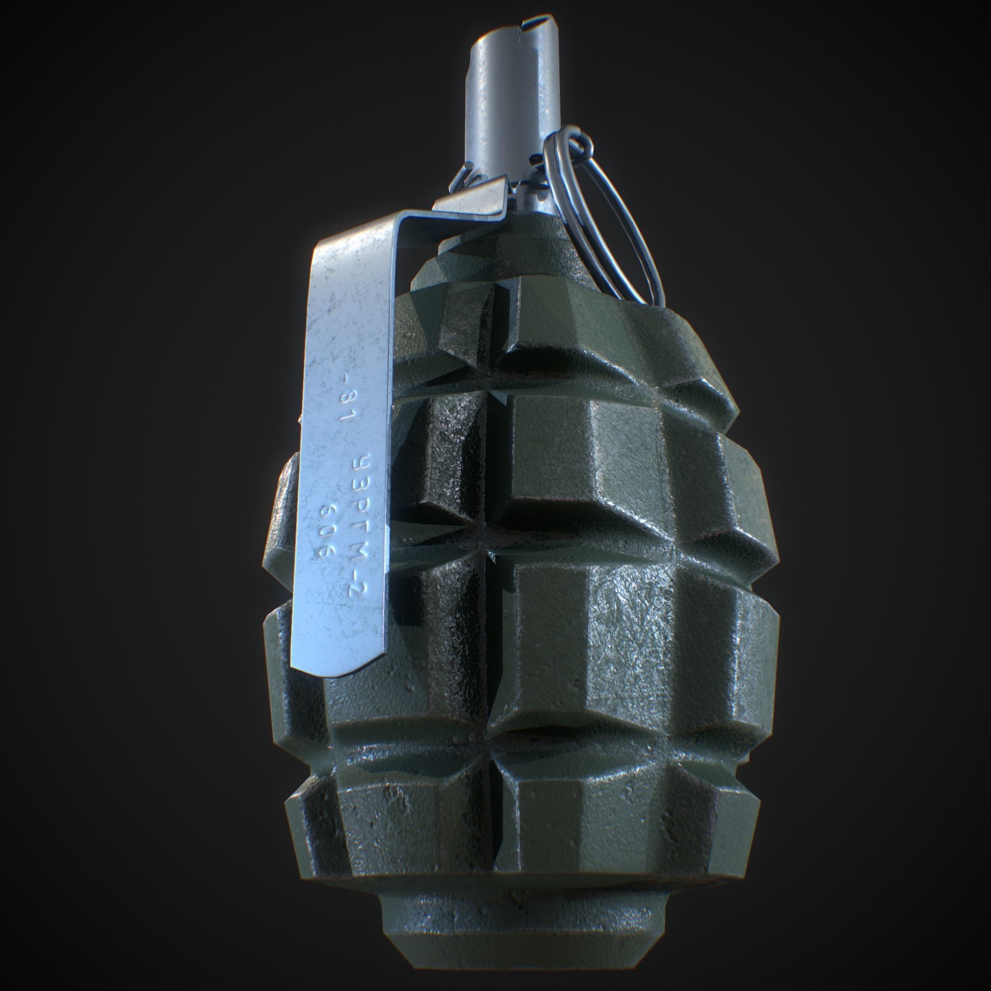 Soviet F1 grenade Low-poly 3D model_5