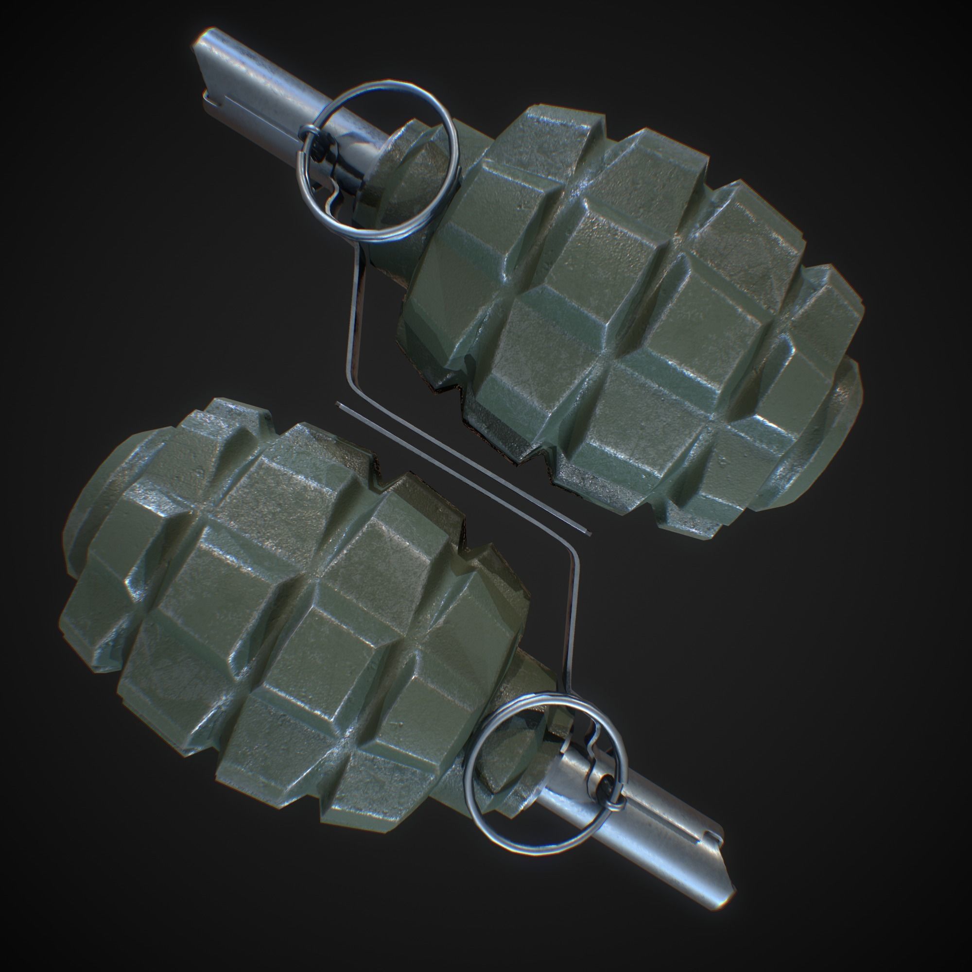Soviet F1 grenade Low-poly 3D model_7