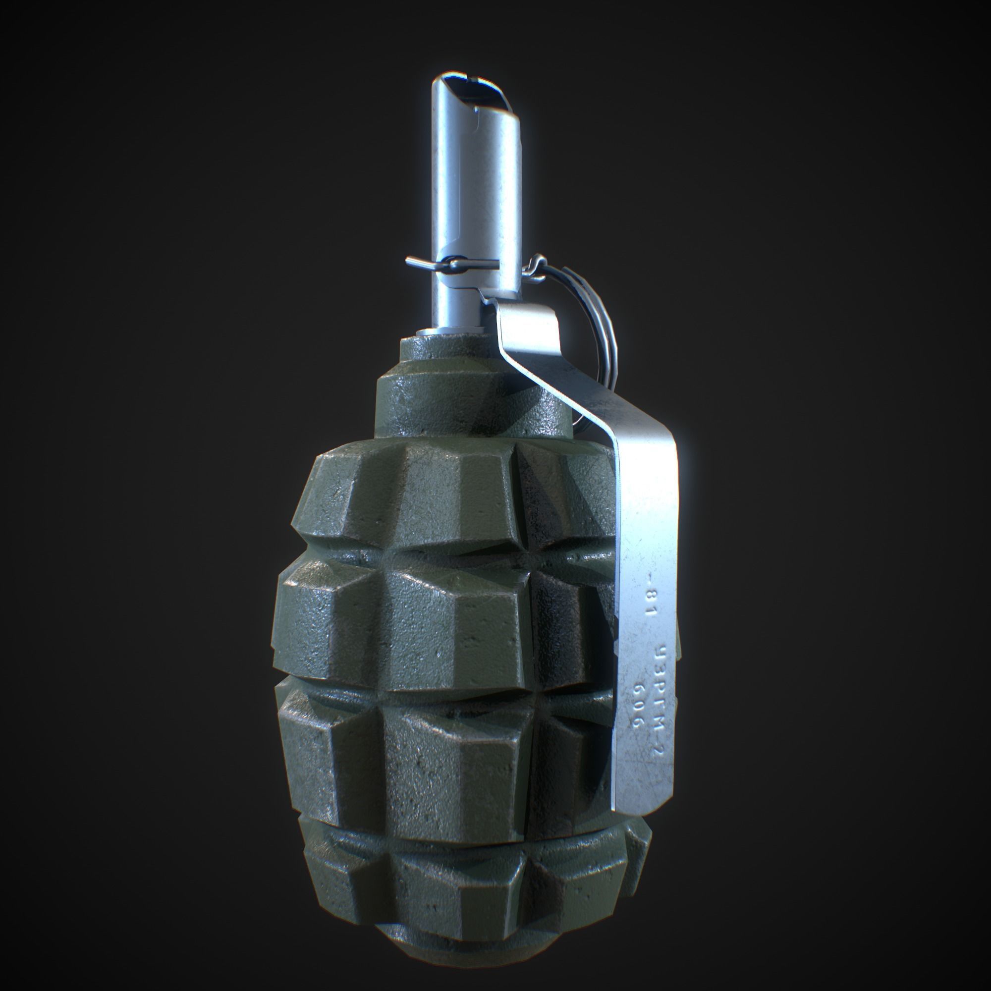 Soviet F1 grenade Low-poly 3D model_2