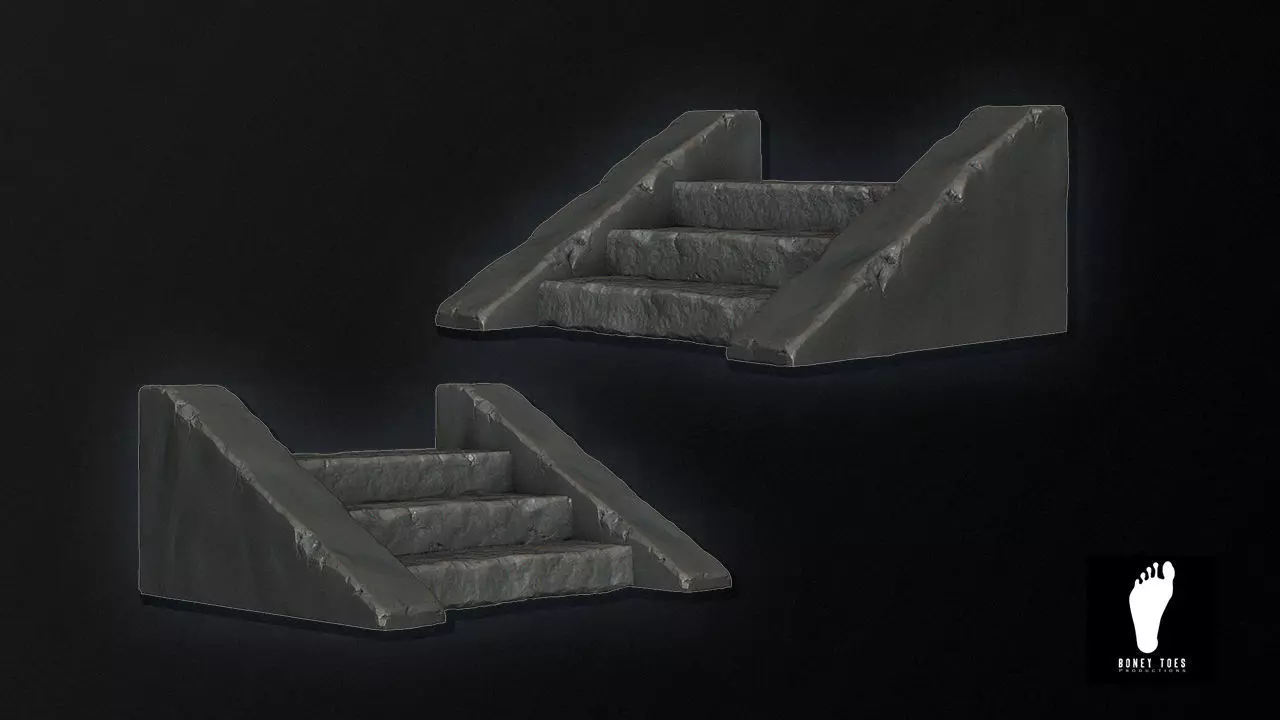 3D Stone Staircase 3D model_0