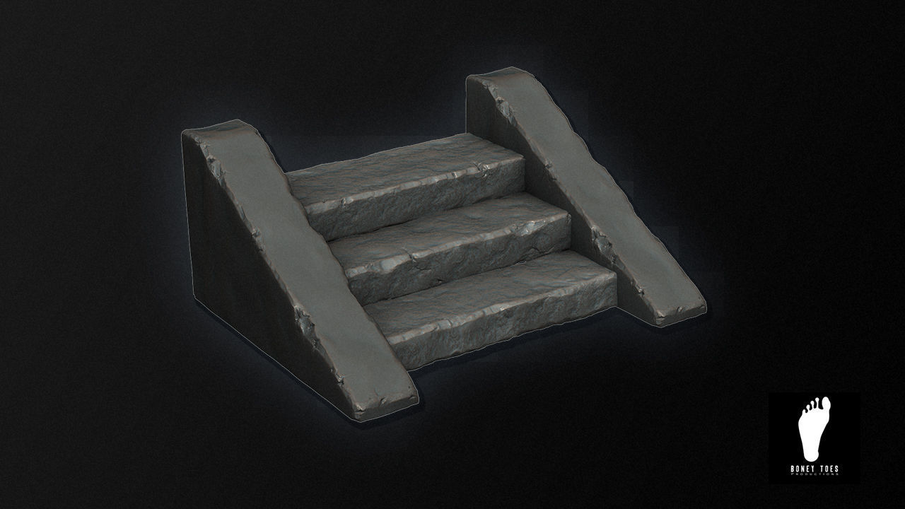 3D Stone Staircase 3D model_1