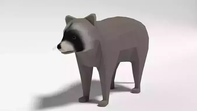 Low Poly Cartoon Raccoon 