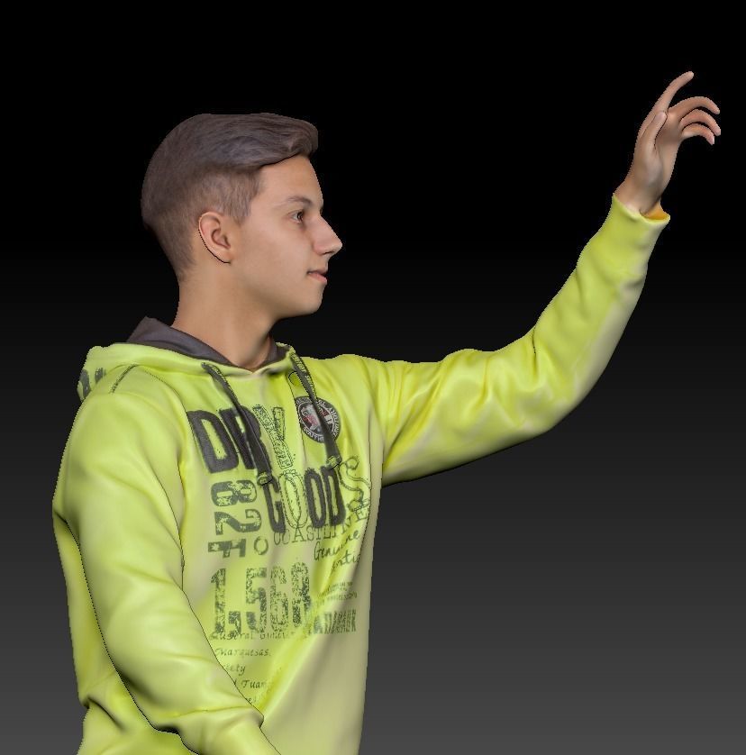 Young man on a skooter 27 Low-poly 3D model_5