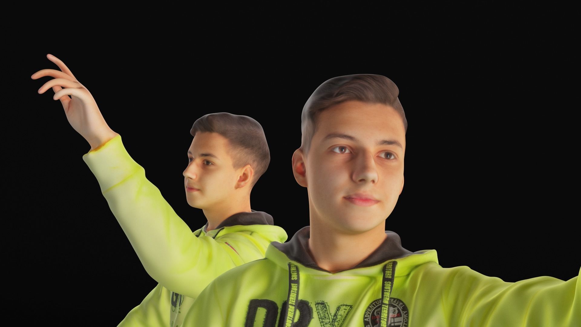 Young man on a skooter 27 Low-poly 3D model_3