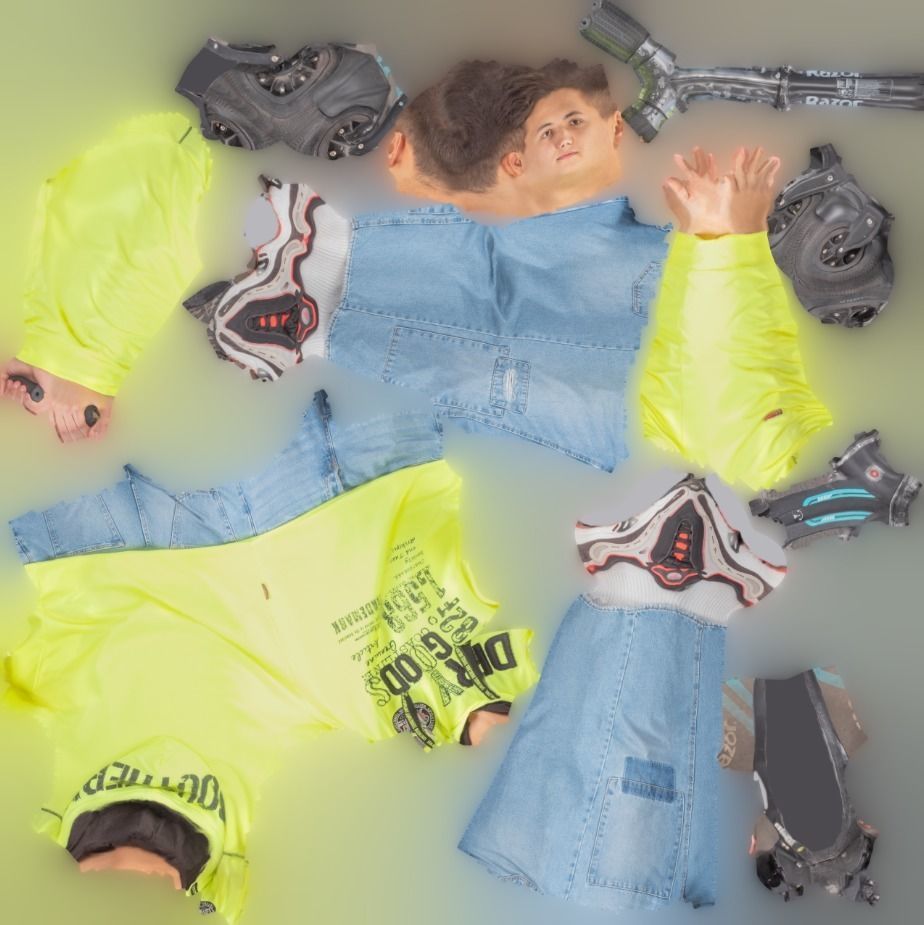 Young man on a skooter 27 Low-poly 3D model_7