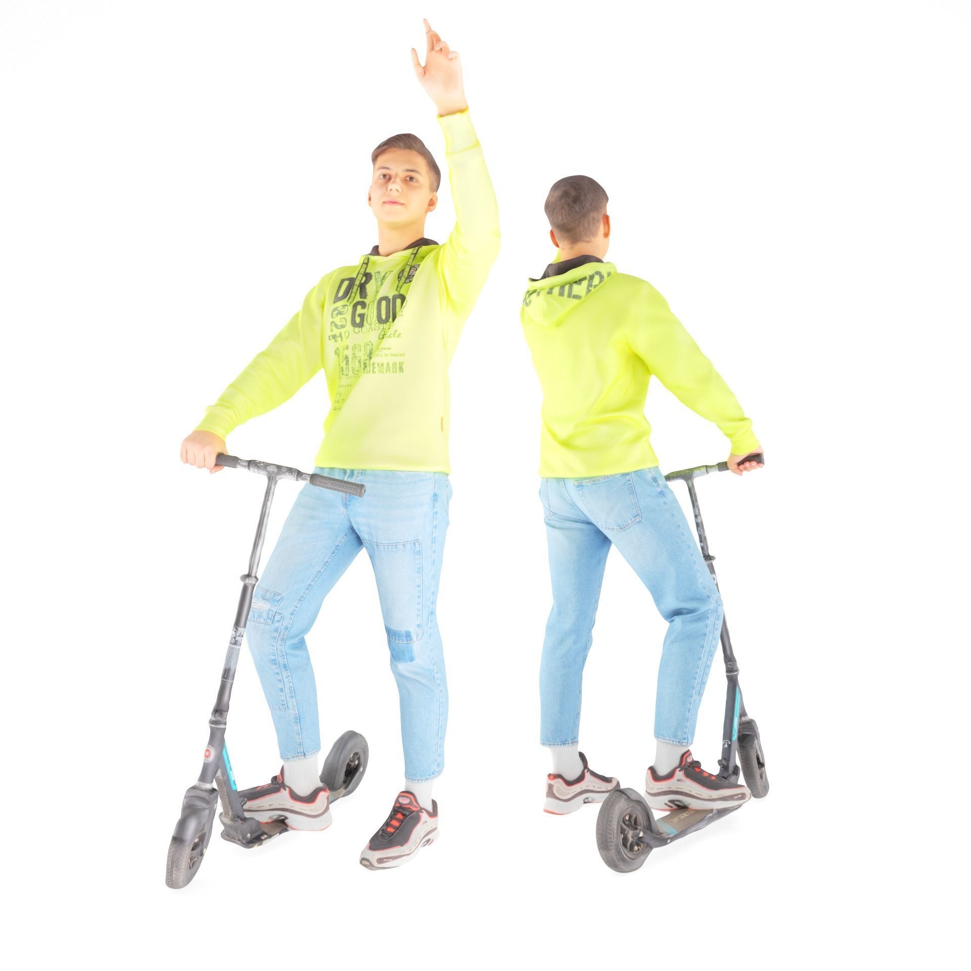 Young man on a skooter 27 Low-poly 3D model_6