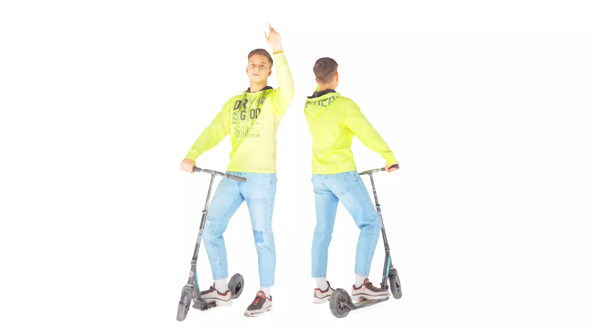 Young man on a skooter 27 Low-poly 3D model_0